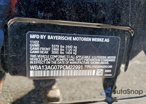 2023 BMW 530E z USA, uszkodzony, nr VIN WBA13AG07PCM22991